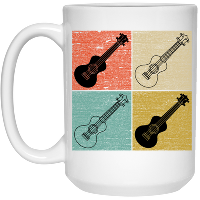 Four Ukulele Great Present For Ukulele Lover Birthday Gift Vintage White Mug