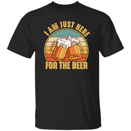 Funny Drinking, I'm Just Here For The Beer, Beer In Retro Style Unisex T-Shirt