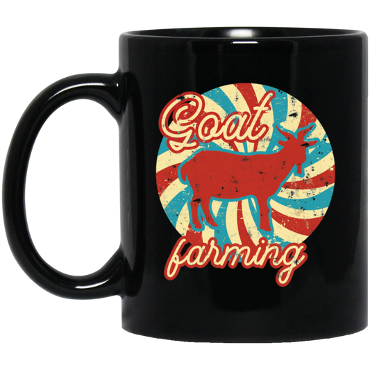 Goat Lover, Goat Farming, Goat Farm, Love Retro Goat, Farmer Gift, Goat Lover Gift Black Mug