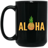 Aloha Pineapple Tropical Fruit Summer Vacation Hawaii Pineapple Lover Black Mug