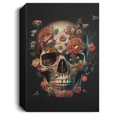 The Skull Covered By Flowers, Swag Skull With Flower Blossom, Skull So Art With Flowers