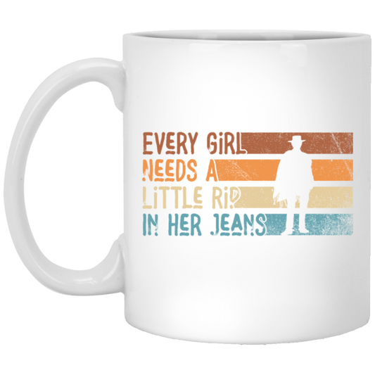 Girl Gift, Love My Girl Retro, Every Girl Need A Little Rip In Her Jeans, Retro Girl Gift White Mug