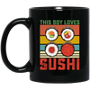 Sushi Lover, Japanese Food Love Gift, Retro Sushi Lover Gift, Best Japanese Black Mug