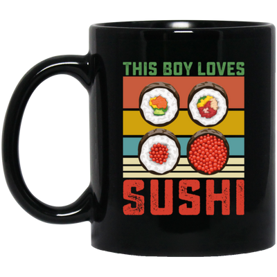 Sushi Lover, Japanese Food Love Gift, Retro Sushi Lover Gift, Best Japanese Black Mug