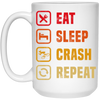 Retro Eat Sleep Crash Repeat - Mountain Biking White Mug