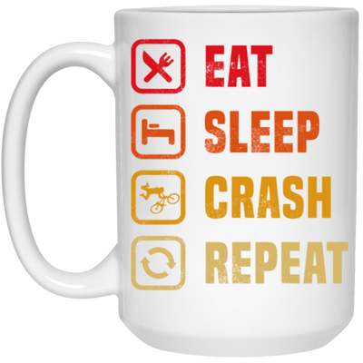 Retro Eat Sleep Crash Repeat - Mountain Biking White Mug