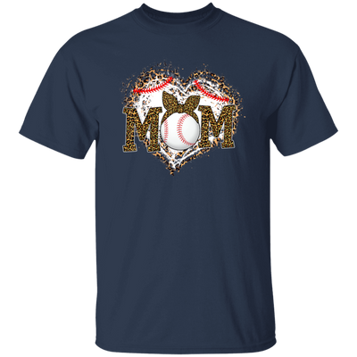 Funny Baseball Mom, Leopard Heart Mom, Ball Sport Lover Gift, Leopard Baseball Unisex T-Shirt