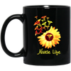 Nurse Gift, Nurse Life Sunflower, Cute Nurse Gift, Love My Nurse Life Black Mug