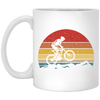 Vintage Biking, Cycling Biker Retro, Riding On Mountain Retro White Mug