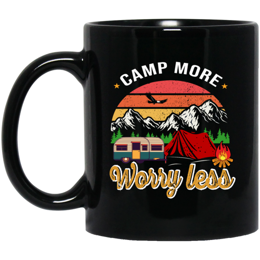 Camp More Worry Less, Funny Wildlife, Retro Hiking