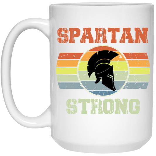 Spartan Strong, Force We Are Stronger, Vintage Spartan, Spartan Retro Style White Mug