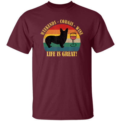 Retro Dog Weekends Wine Lovers Retro Life Is Great Unisex T-Shirt