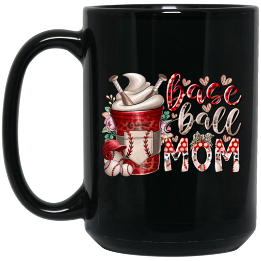 Gift For Mom, Mother's Day Gift, Best Mom Gift, Coffee Lover Gift, Best Baseball Lover Black Mug