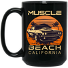 Muscle Lover, California Beach, Best Muscle Gift, Love Retro Muscle Beach Black Mug