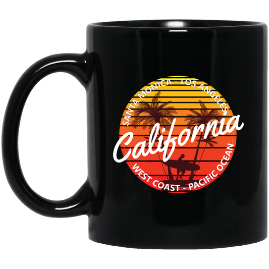 California Surfing Paradise Summer Mood With California Beach Black Mug