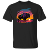 A Bison In Front Of The Sunset, Neon Style, Smooth Lines, Best Of Cow Unisex T-Shirt