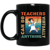 Vintage Teachers Can Do Virtually Anything, Unicorn Template Black Mug