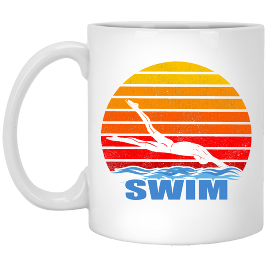 Vintage Swim, Best Swim Ever, Love Swimming, Life Is Swim, Swimmer White Mug