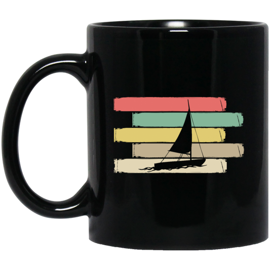 Vintage Sailboat Vintage, Retro Sailor Sailing Dinghy Black Mug