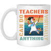 Vintage Teachers Can Do Virtually Anything, Unicorn Template White Mug