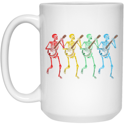 Color Splash, Retro Rainbow Color Dancing Skeletons Banjos