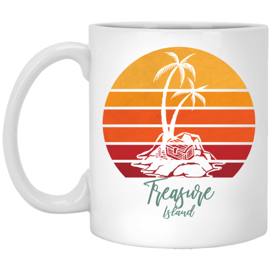 Beautiful Motive In Retro Style Treasure Island - Sunset Vintage Style White Mug