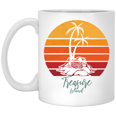 Beautiful Motive In Retro Style Treasure Island - Sunset Vintage Style White Mug