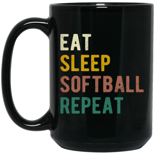 Retro Eat Sleep Softball Repeat Gift