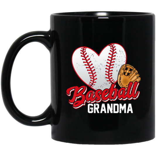 Love Baseball, Love Grandma, Best Baseball Gift For Grandma, Love Sport Black Mug