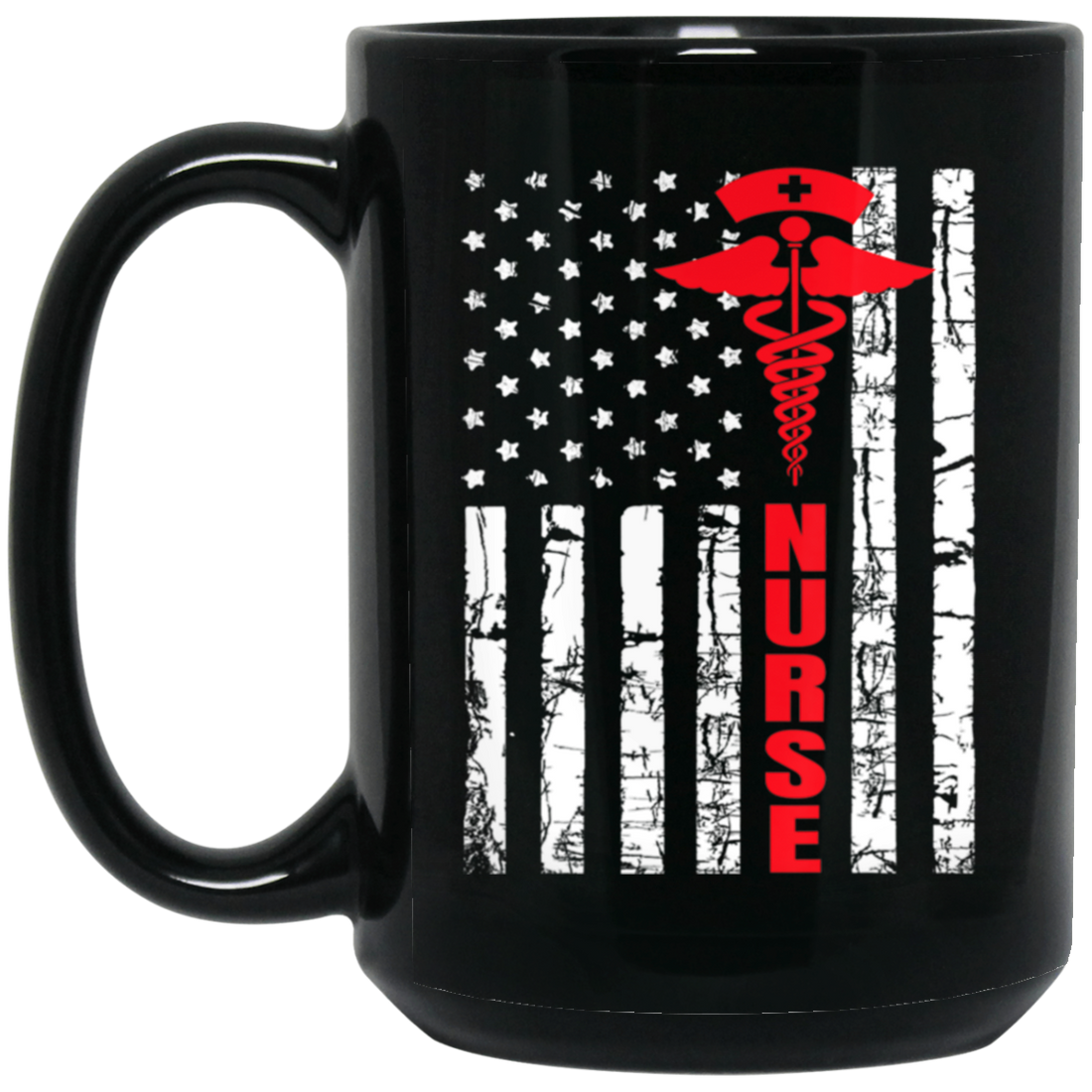 Patriotic American USA Flag Registered Nurse Black Mug