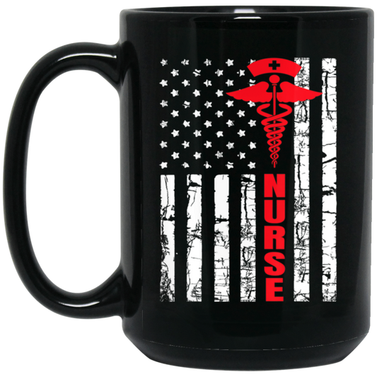 Patriotic American USA Flag Registered Nurse Black Mug