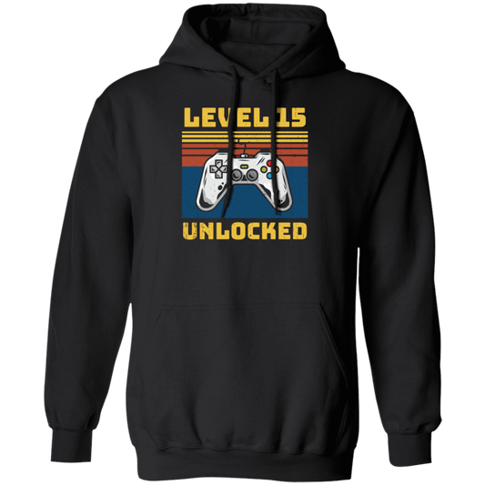 Retro 15th Birthday, Gaming Lover, Gift For Gamer 15 Years Gift Pullover Hoodie