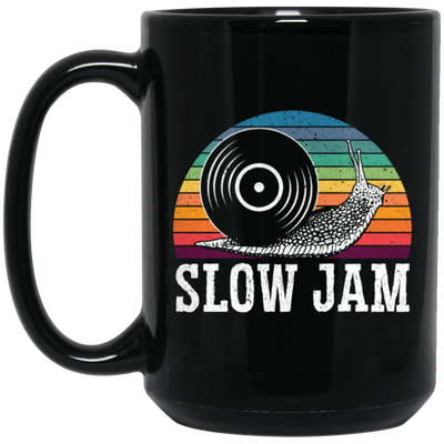 Vinyl Snail, Slow Jam Vinyl, Record Album Music Lover, Love Snail, Retro Vinyl Black Mug