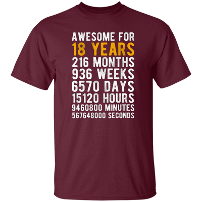 Awesome For 18 Years, 18th Birthday Gift Best Gift Idea For 18 Unisex T-Shirt