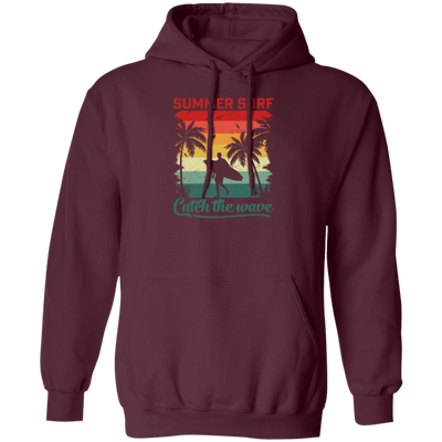 Surf Lover, Summer Surf, Catch The Wave, Retro Summer Gift, Surfing Love Gift Pullover Hoodie