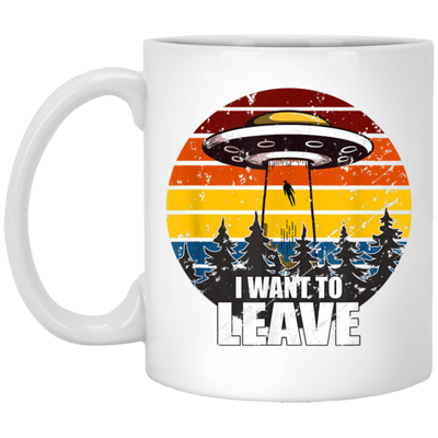 Retro I Want to Leave Vintage Sunset Alien UFO