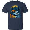 Camping In A Forest, Camping On Lake With Mountain, Retro Style Unisex T-Shirt