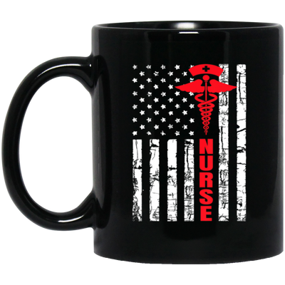 Patriotic American USA Flag Registered Nurse Black Mug