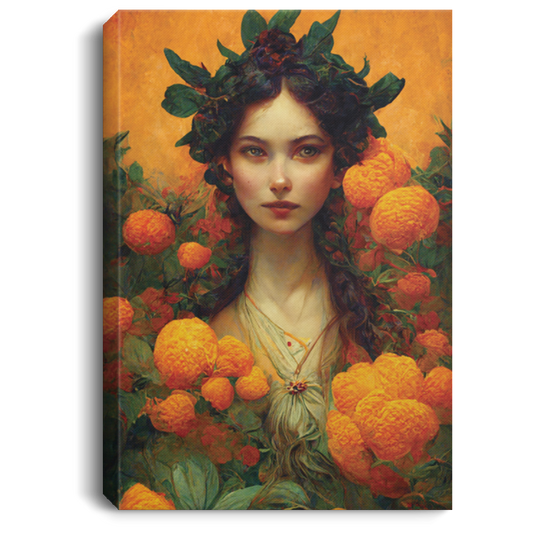 Goddess Of Gardens, Orange Backdrop, Divine Of Fresh Fruit, Orange Garden With The Godness