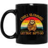 Funny Sloth, Sloth Buddha, Zen Meditation, Retro Chill Slommie Gift, Best Sloth Black Mug