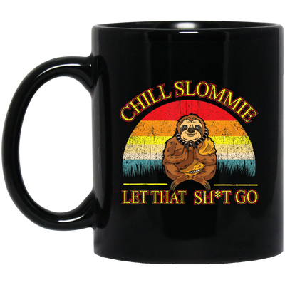 Funny Sloth, Sloth Buddha, Zen Meditation, Retro Chill Slommie Gift, Best Sloth Black Mug