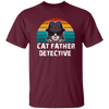 Show off your love of cats with this Cat Father Detective Funny, Cat Lover Tshirt. Made with 100% cotton, this durable tshirt features a funny print on front of a detective-style cat and is perfect for any cat-lover.