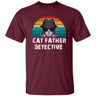 Show off your love of cats with this Cat Father Detective Funny, Cat Lover Tshirt. Made with 100% cotton, this durable tshirt features a funny print on front of a detective-style cat and is perfect for any cat-lover.