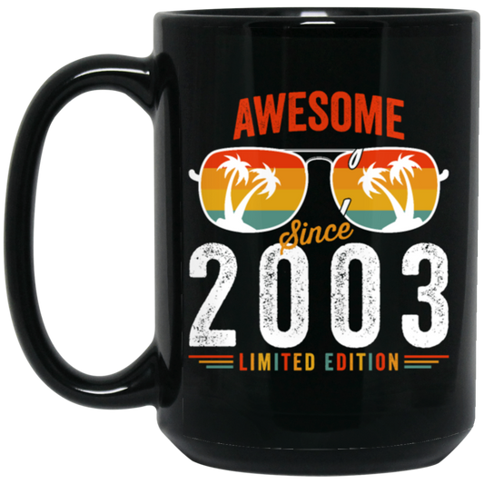 Anniversary 2003 Gift, Awesome Since 2003, Tropical Love, Limited Edition Black Mug