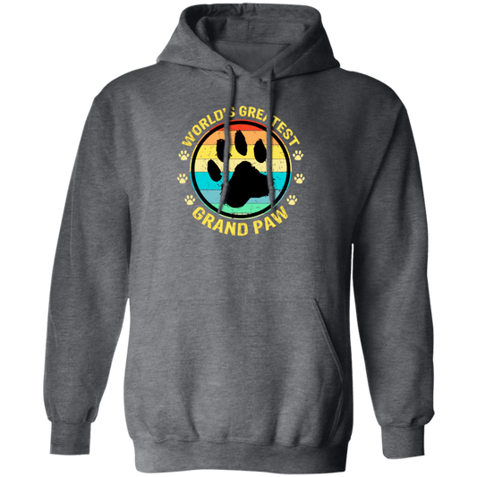 Worlds Greatest Grand Paw, Grandpa Dog Lover, Retro Paw Love Pullover Hoodie