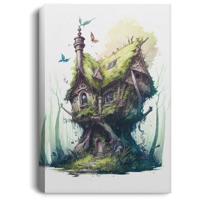 Overgrown Fantasy Fairy House-Fairy Tree Houses Canvas