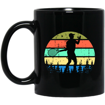 Retro Tennis, Tennis Coach Gift Black Mug