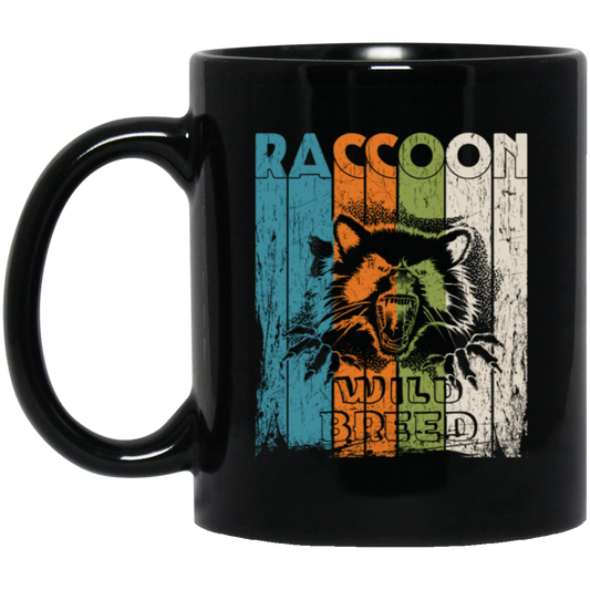 Retro Raccoon Wild Breed Trash Panda Wild Cats Men Wears Black Mug