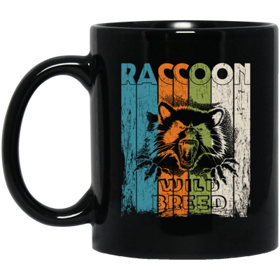 Retro Raccoon Wild Breed Trash Panda Wild Cats Men Wears Black Mug