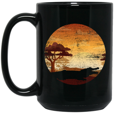 Crocodile Lover, Alligator And Crocodiles, Animal Green Gift Sunset Black Mug